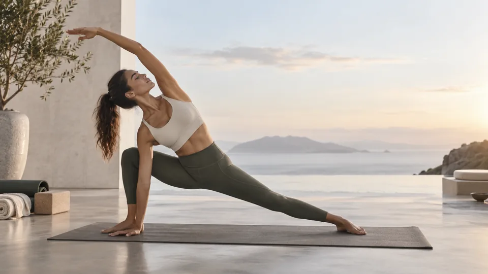 A woman stretching after sport